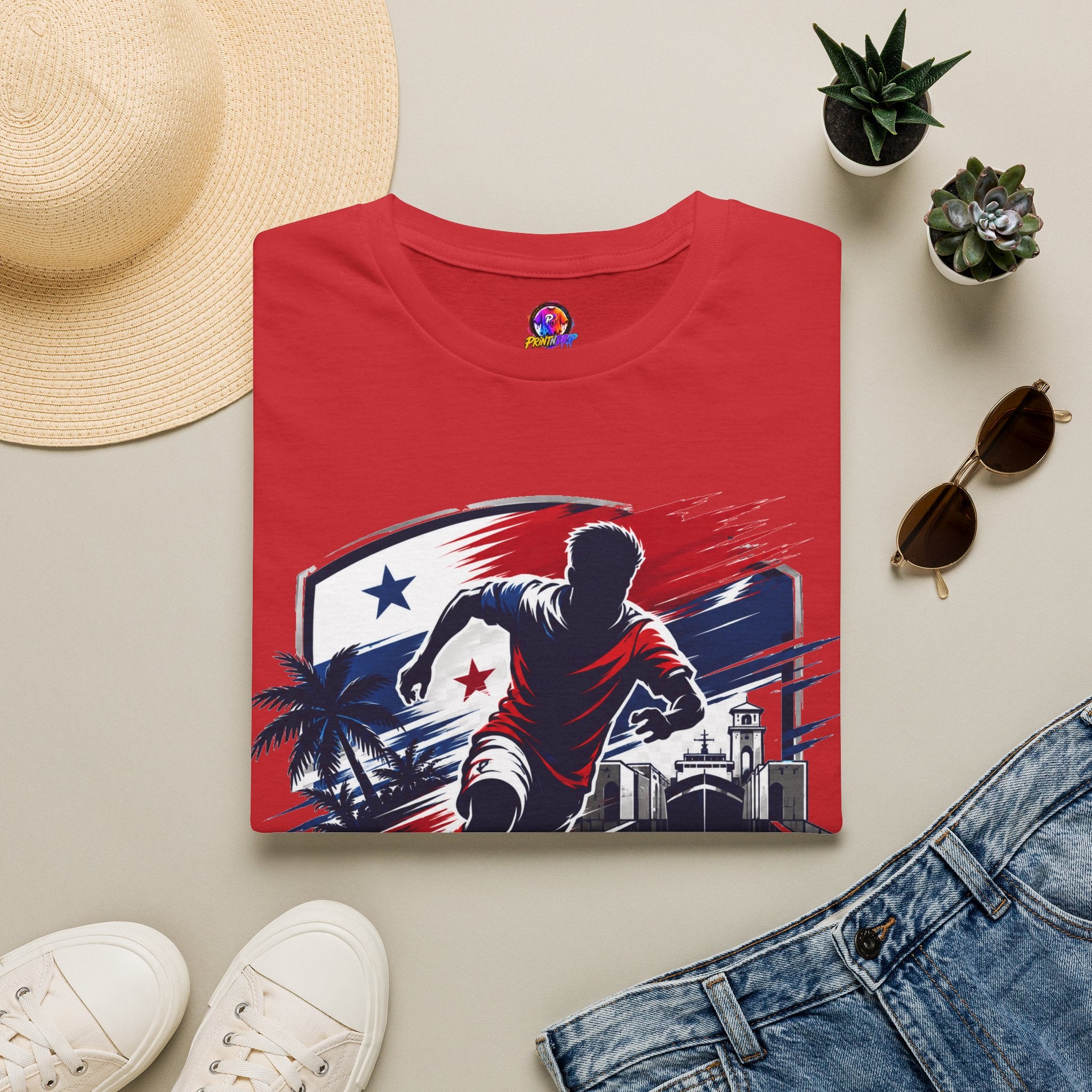 Canal Force Soccer T-Shirt - Patriotic Player Graphic Tee - Panama Shirt