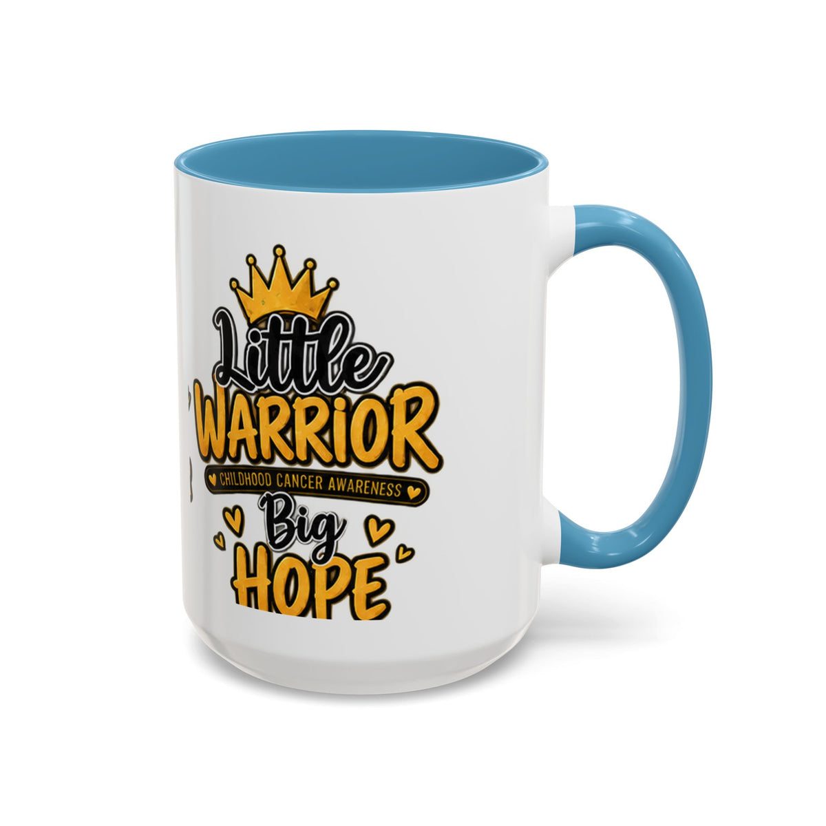 Little Warrior Childhood Cancer Awareness Coffee Mug – "Big Hope" Accent Mug