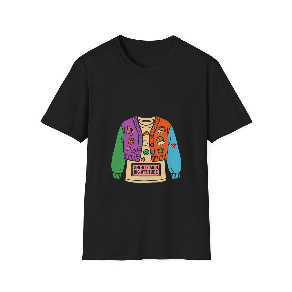 Colorful Patchwork Sweater Illustration T-Shirt - Trending Now - October 2026