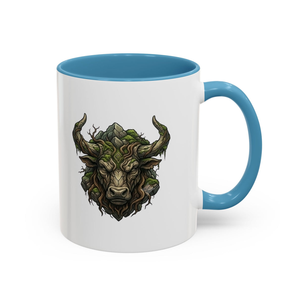 Taurus Bull Nature Coffee Mug — Rustic Green Bull Head Accent Mug