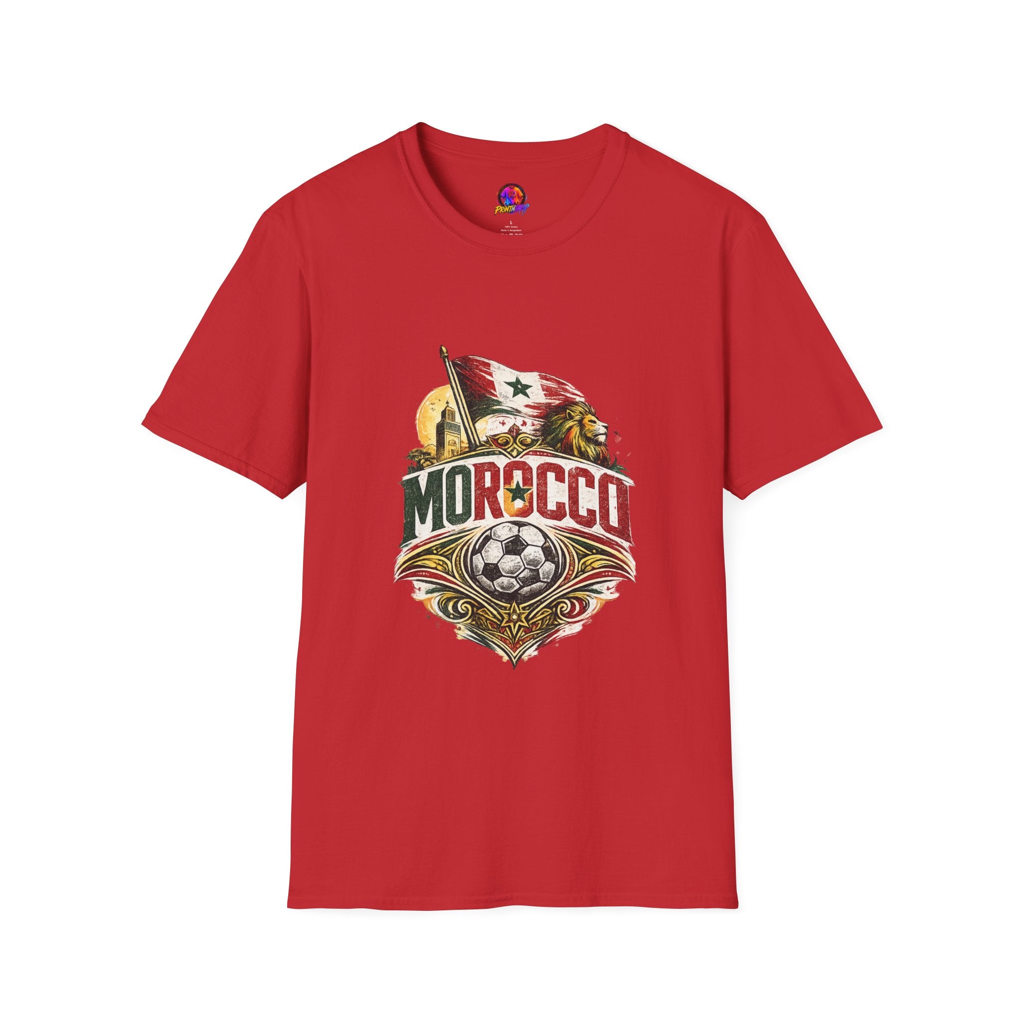 Morocco Soccer T-Shirt — Vintage Flag & Lion Football Tee