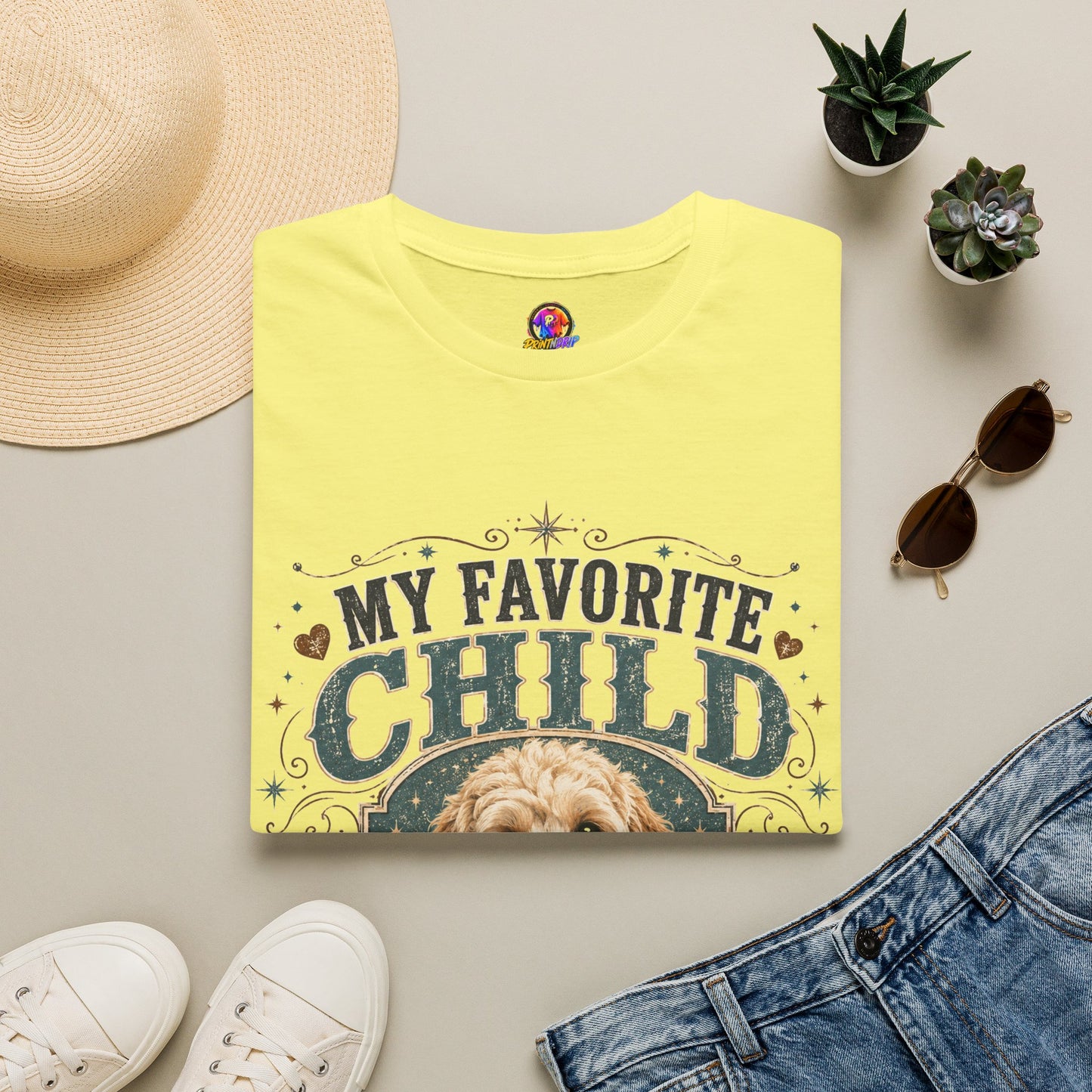 My Favorite Child Dog Mom T-Shirt — Cute Doodle Portrait Pet Lover Tee