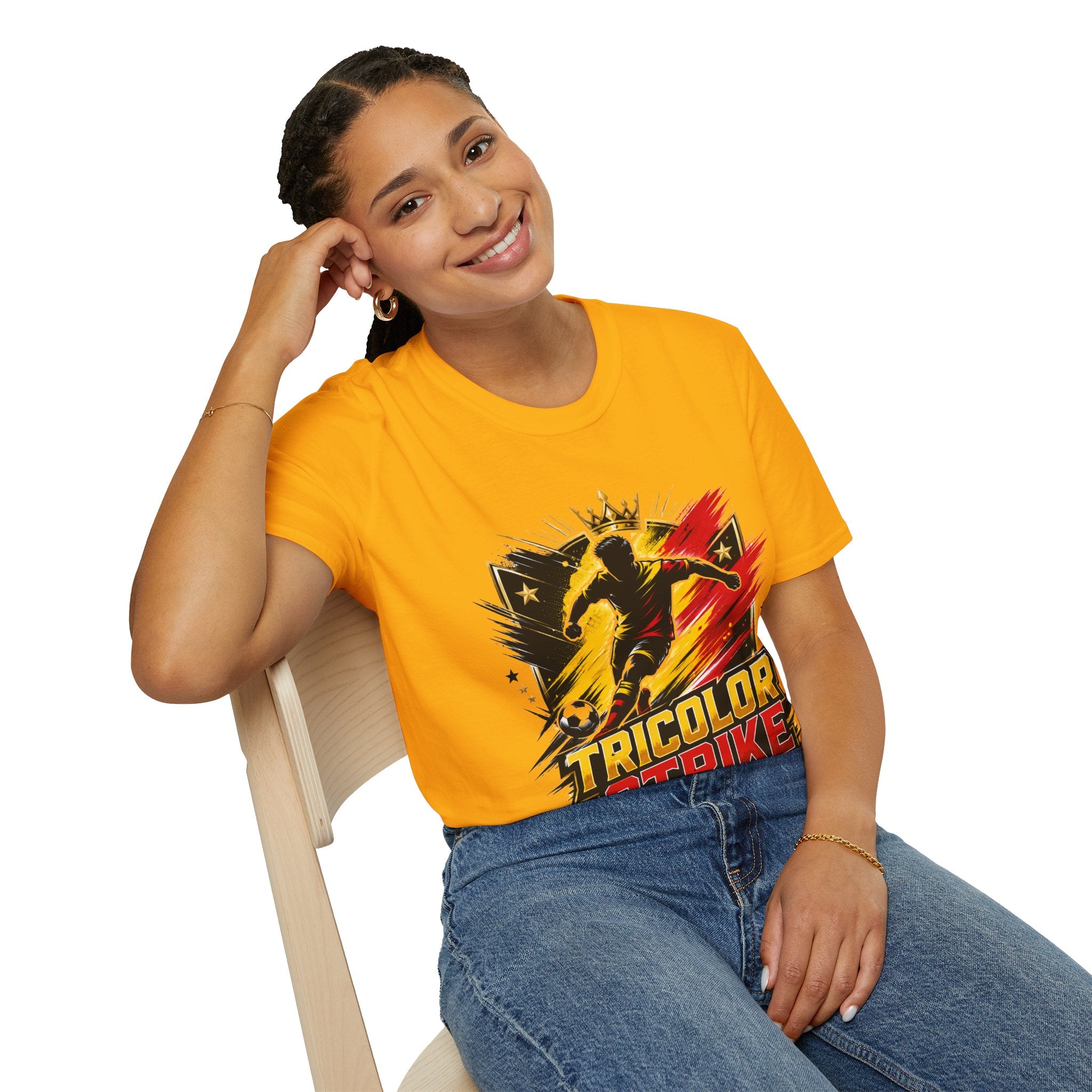 Belgium Soccer T-Shirt — 'Tricolor Strike' Graphic Jersey Tee