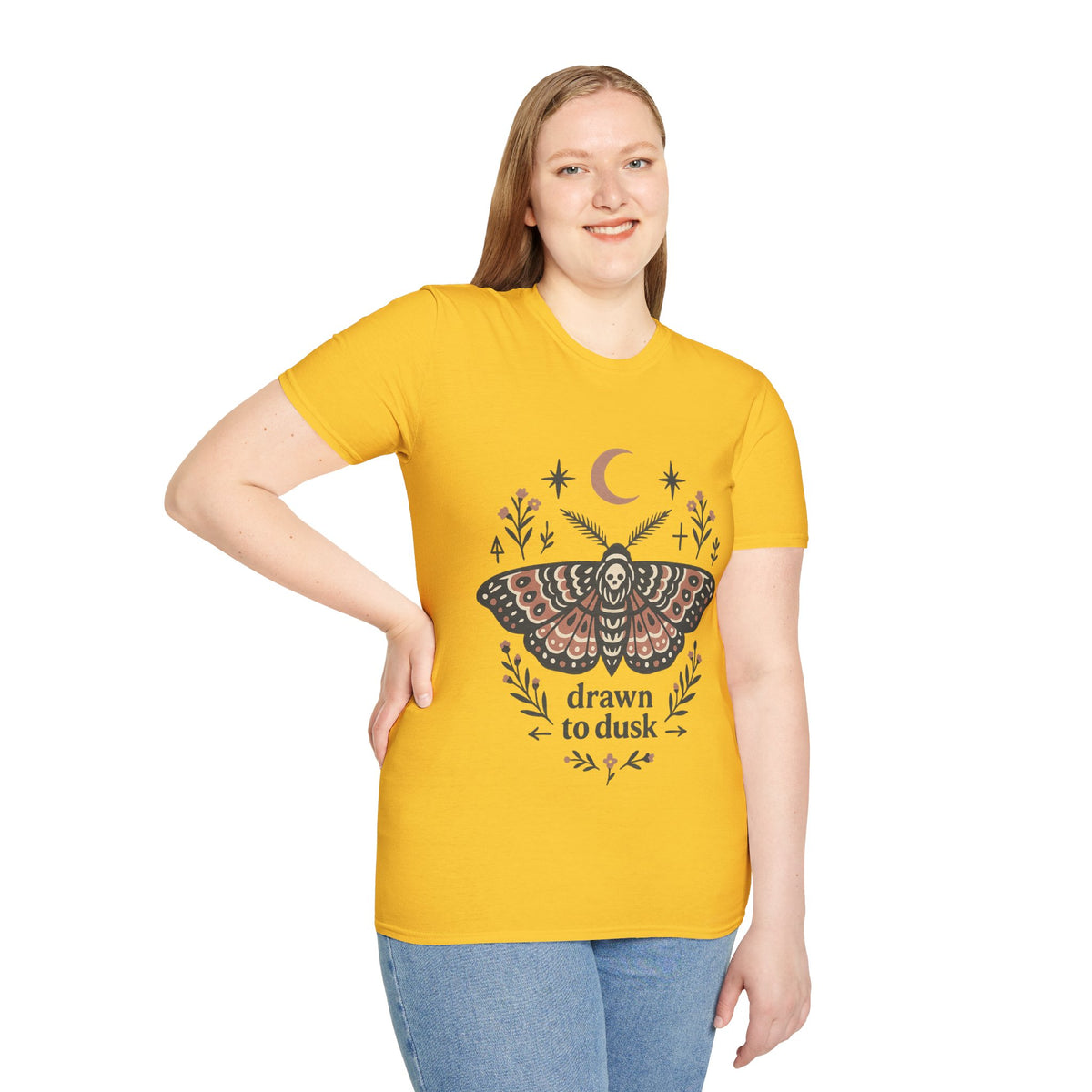 Mystic Moth T-Shirt — Crescent Moon & Floral Boho Graphic - Trending Now- August 2026