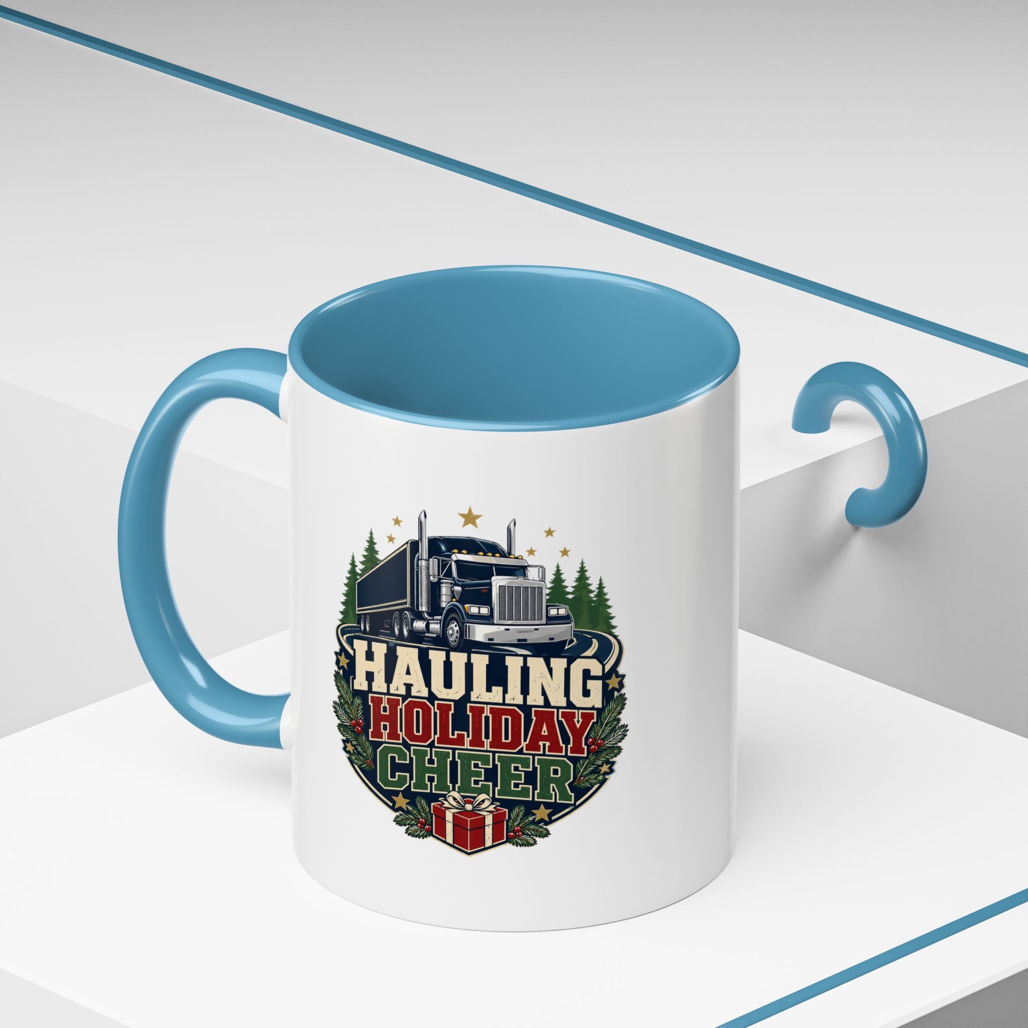 Modern Day Christmas Hauling Holiday Cheer Coffee Mug
