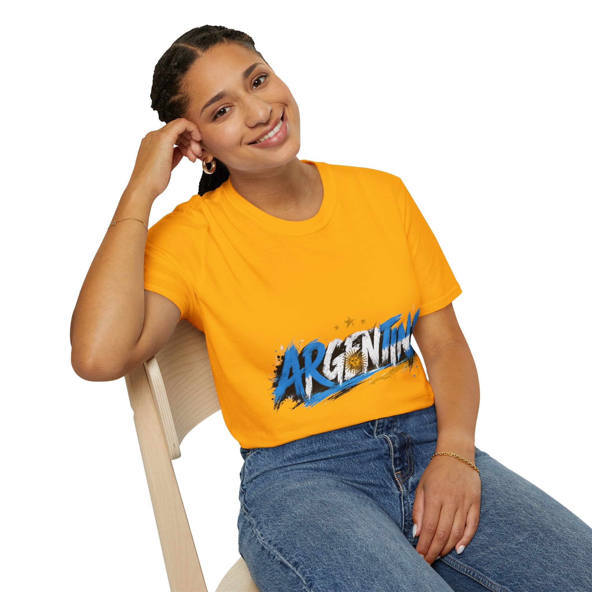 Argentina Graffiti T-Shirt — Soccer Fan Tee with Three Stars & Sun Emblem