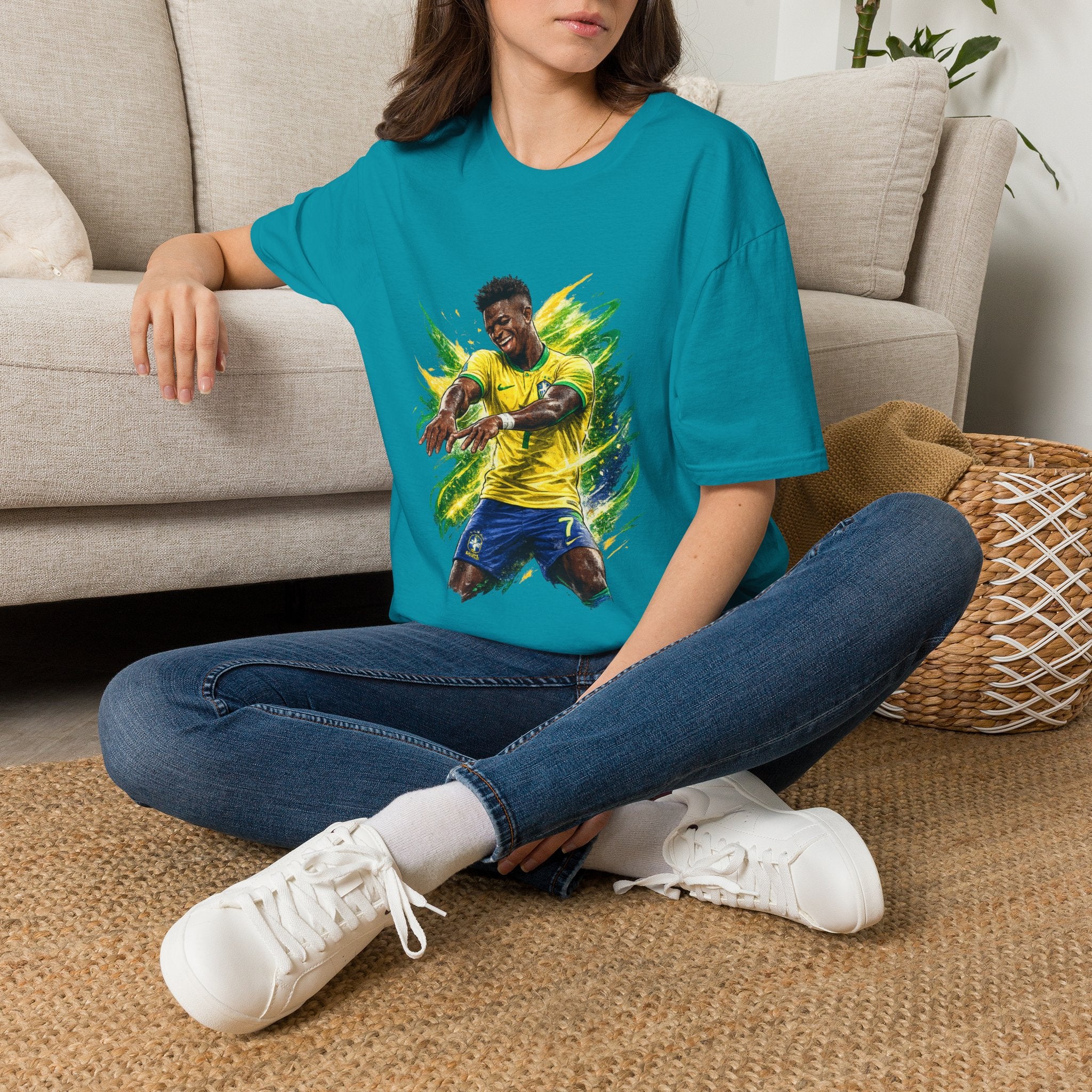 Brazil  Soccer Celebration T-Shirt — Brazilian Football Player Artwork