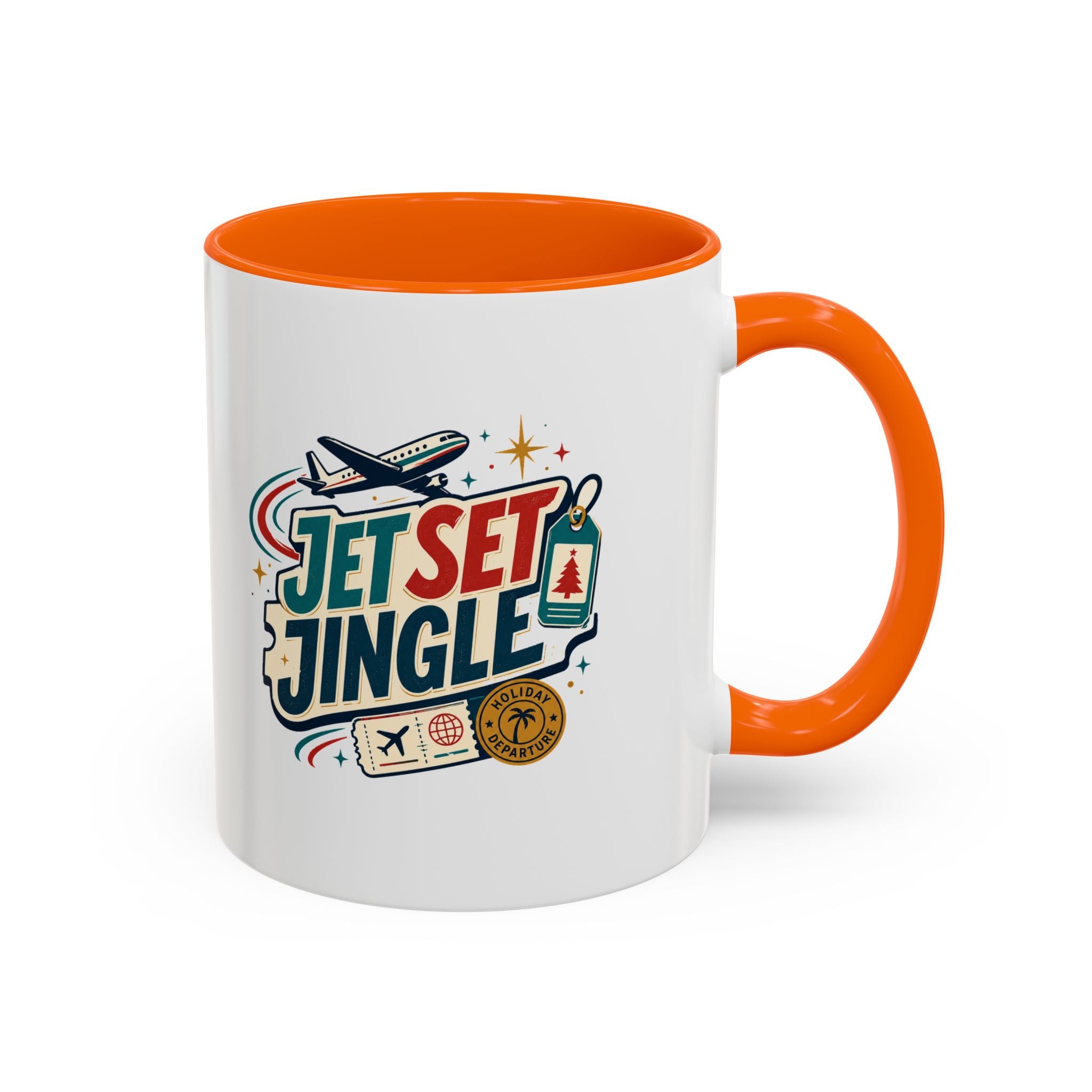 Modern Day Christmas Jet Set Jingle Coffee Mug — Holiday Travel Themed Accent Mug