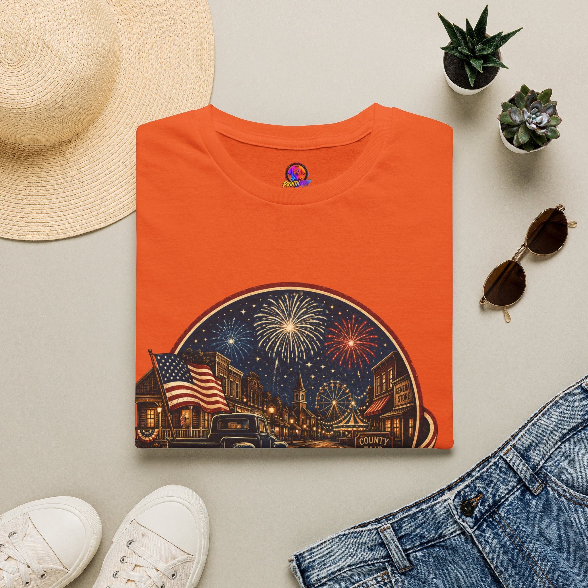 Small Town Big Freedom T-Shirt — Patriotic 4th of July Fireworks Tee
