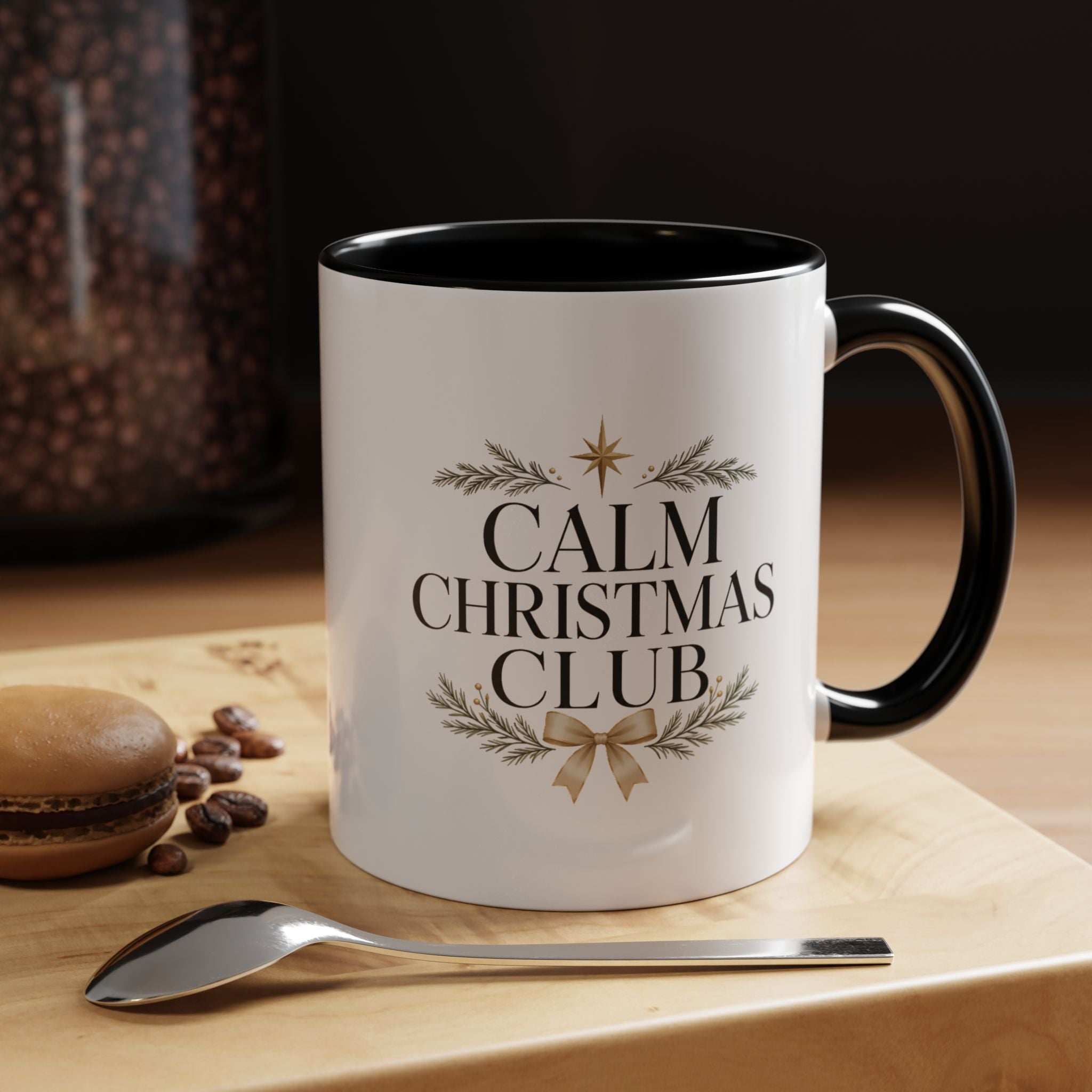 Christmas Calm Christmas Club Accent Coffee Mug — Holiday Floral Wreath