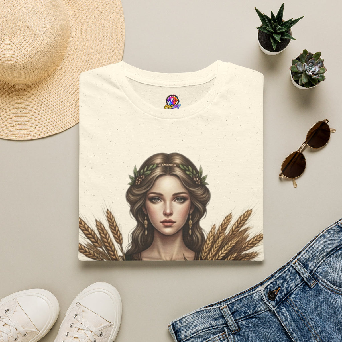 Goddess of Harvest T‑Shirt — Wheat Maiden Graphic Tee
