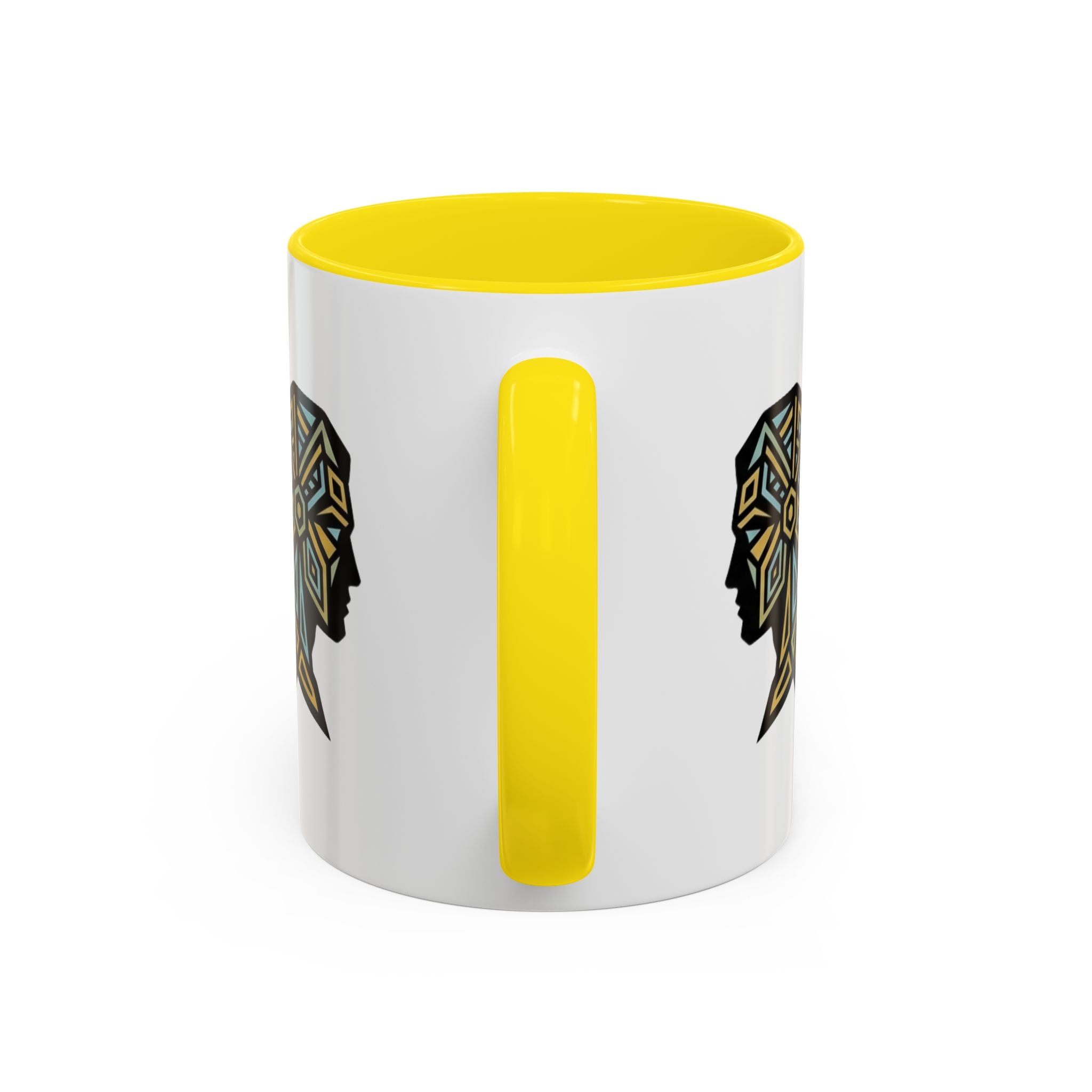 Geometric Elephant Accent Coffee Mug — Tribal Mosaic Design