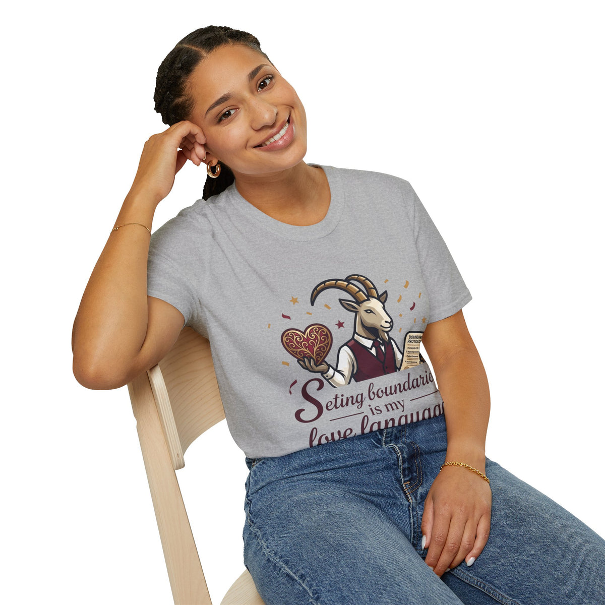 Capricorn T-Shirt — "Setting Boundaries is My Love Language" Zodiac Goat Tee