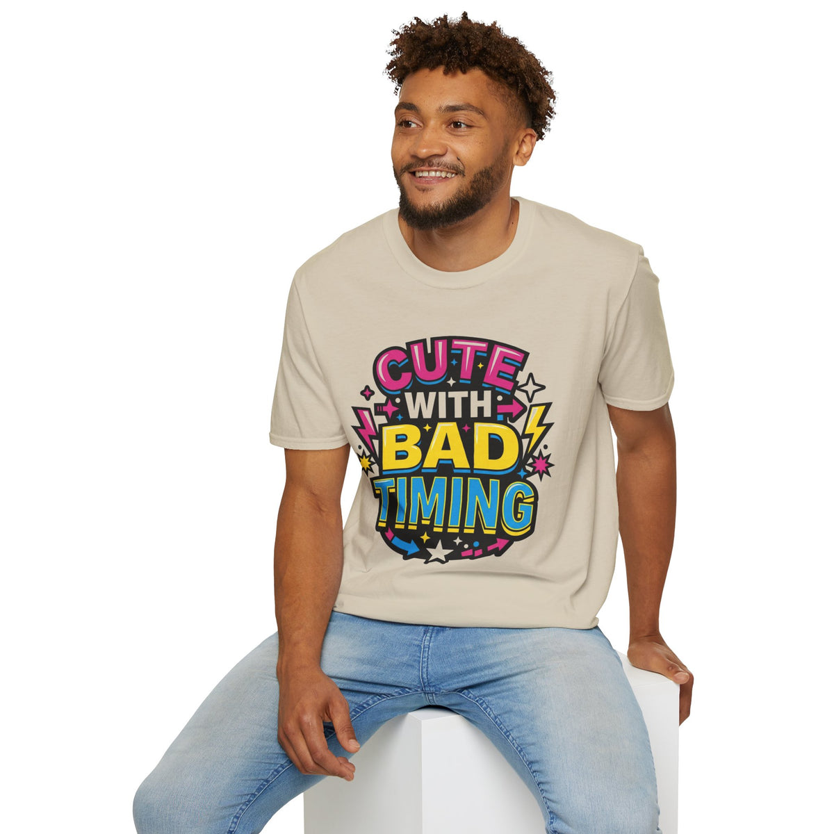 Cute But Bad Timing Graphic T-Shirt — Funny Retro Rainbow Tee - Trending Now - August 2026
