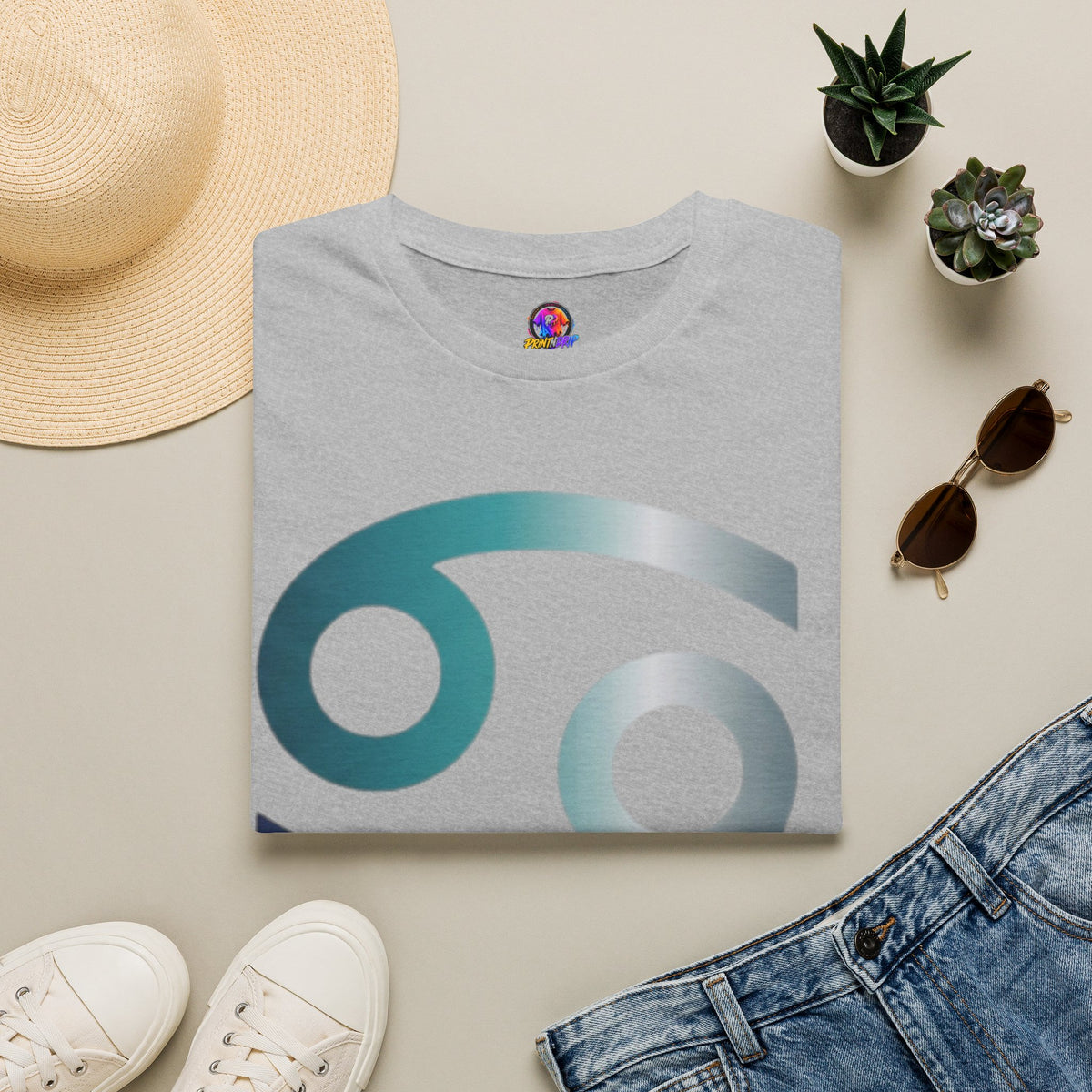 Cancer Zodiac T‑Shirt — Dripping Gradient Astrology Tee (Cancer Symbol)