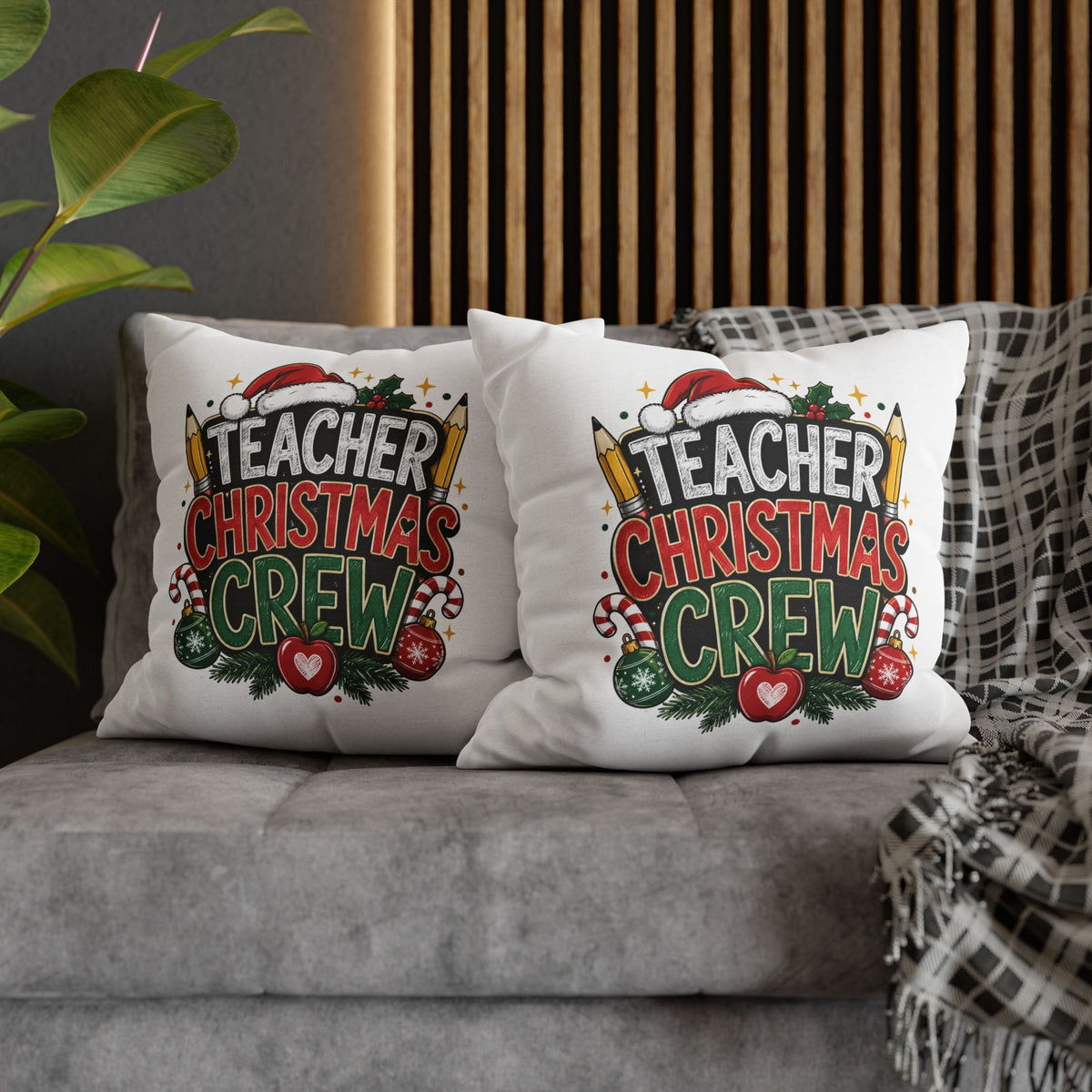 Teacher Christmas Crew Pillowcase — Festive Holiday Gift for Teachers