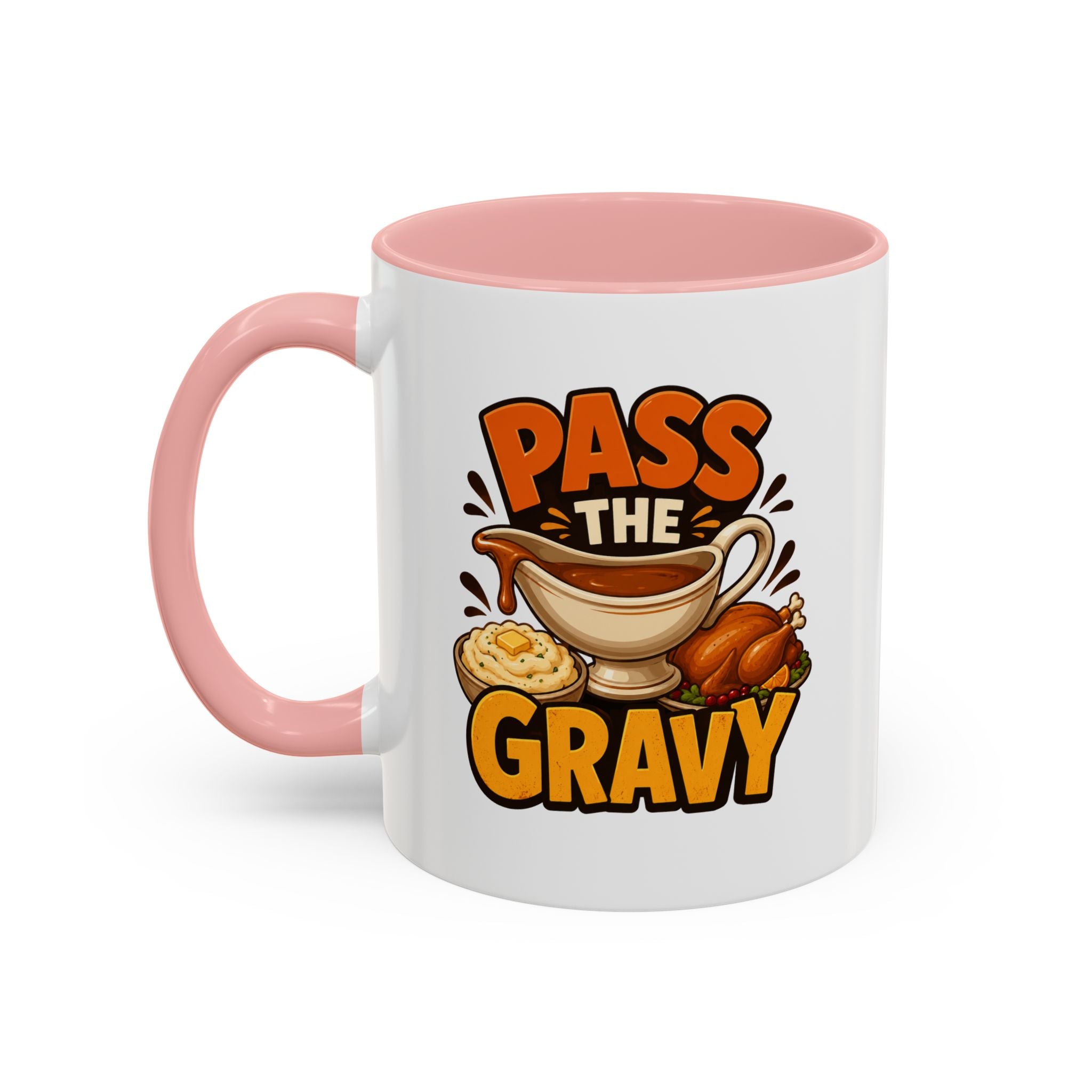 Thanksgiving Mug Pass the Gravy Coffee Mug — Thanksgiving Turkey & Gravy Bowl Accent Mug