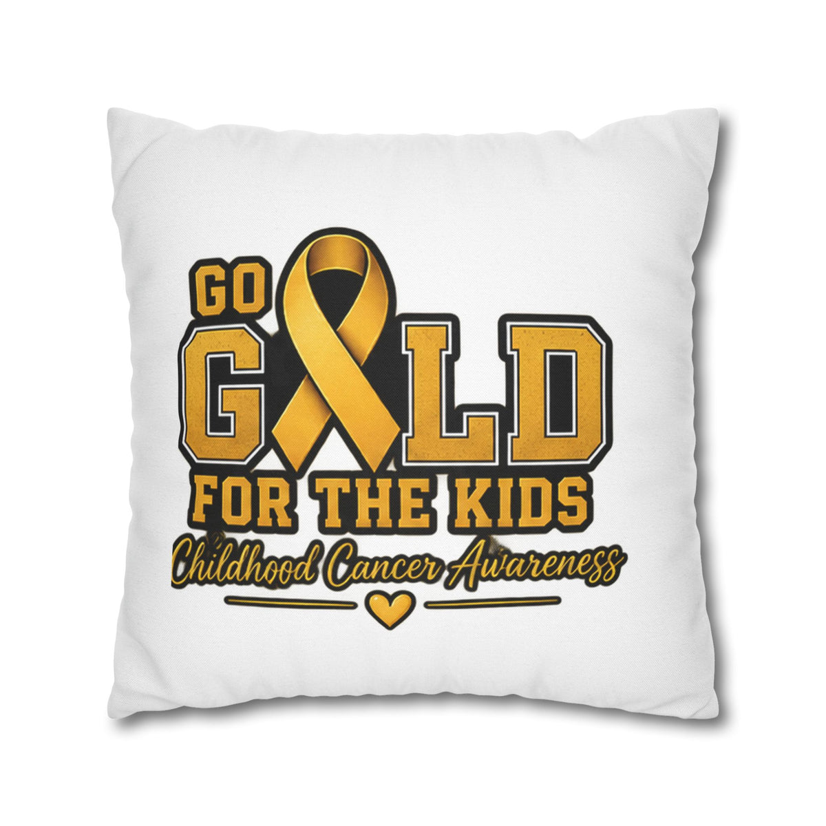 Childhood Cancer Awareness Pillow - "Go Gold For The Kids" Square Throw Pillowcase