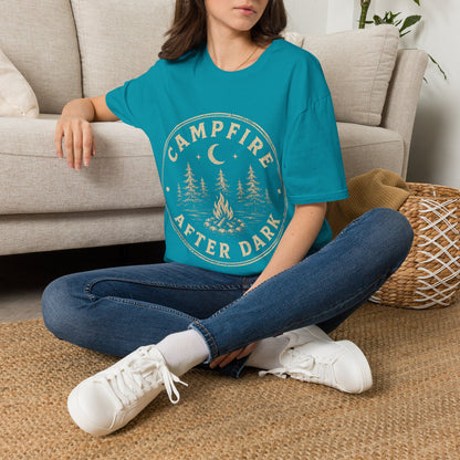 Campfire After Dark T-Shirt — Vintage Moon & Pines Camping Tee