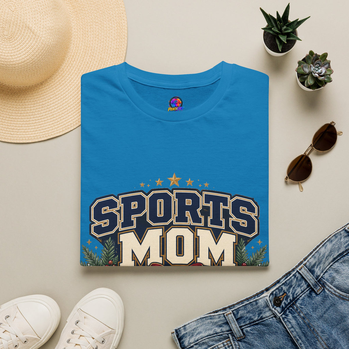 Sports Mom T‑Shirt — "Holiday Hustle" Athletic Mom Tee