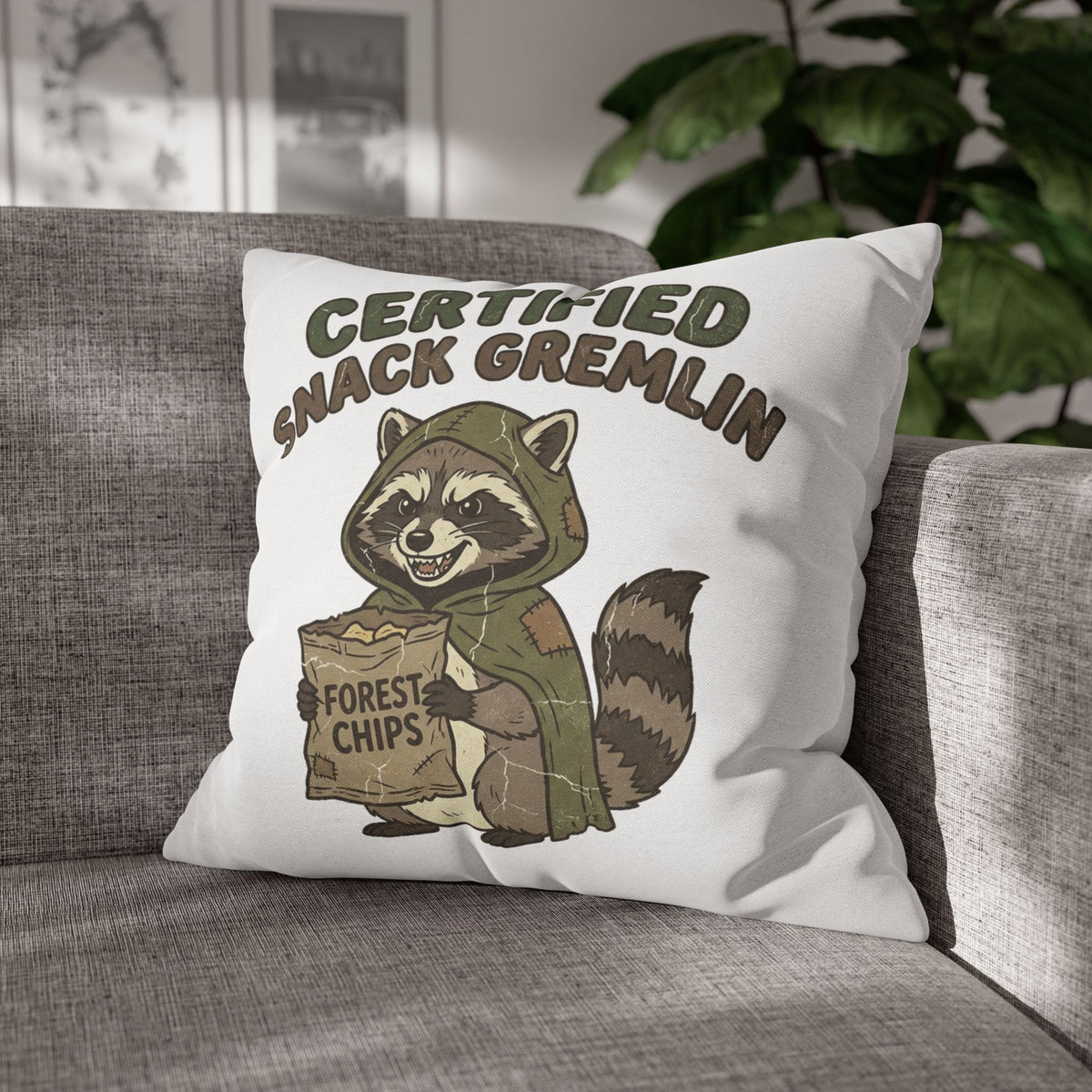 Funny Certified Snack Gremlin Raccoon Throw Pillowcase