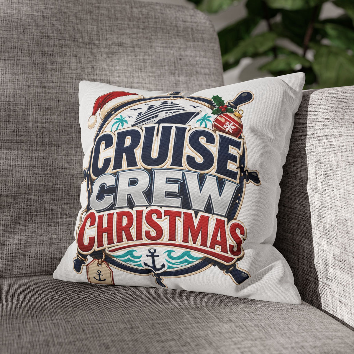 Cruise Crew Christmas Pillowcase –Modern Day Christmas   Nautical Holiday Decorative Pillowcase