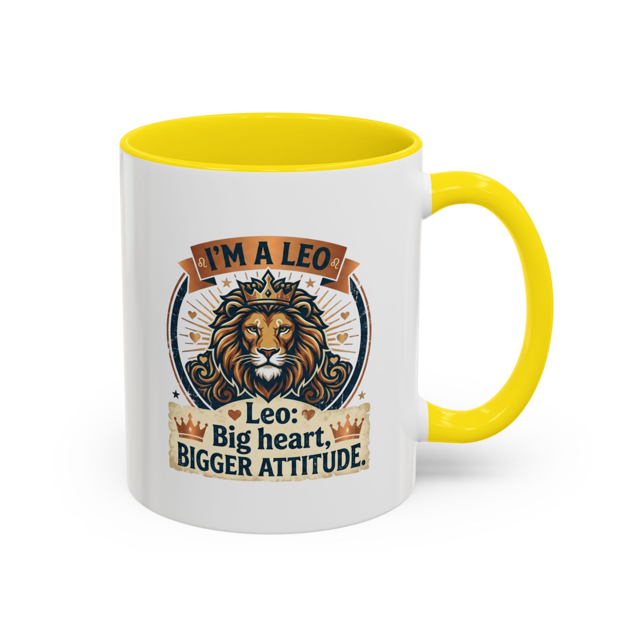 Leo Coffee Mug — "I'm a Leo: Big Heart, Bigger Attitude" Zodiac Accent Mug (11/15oz)