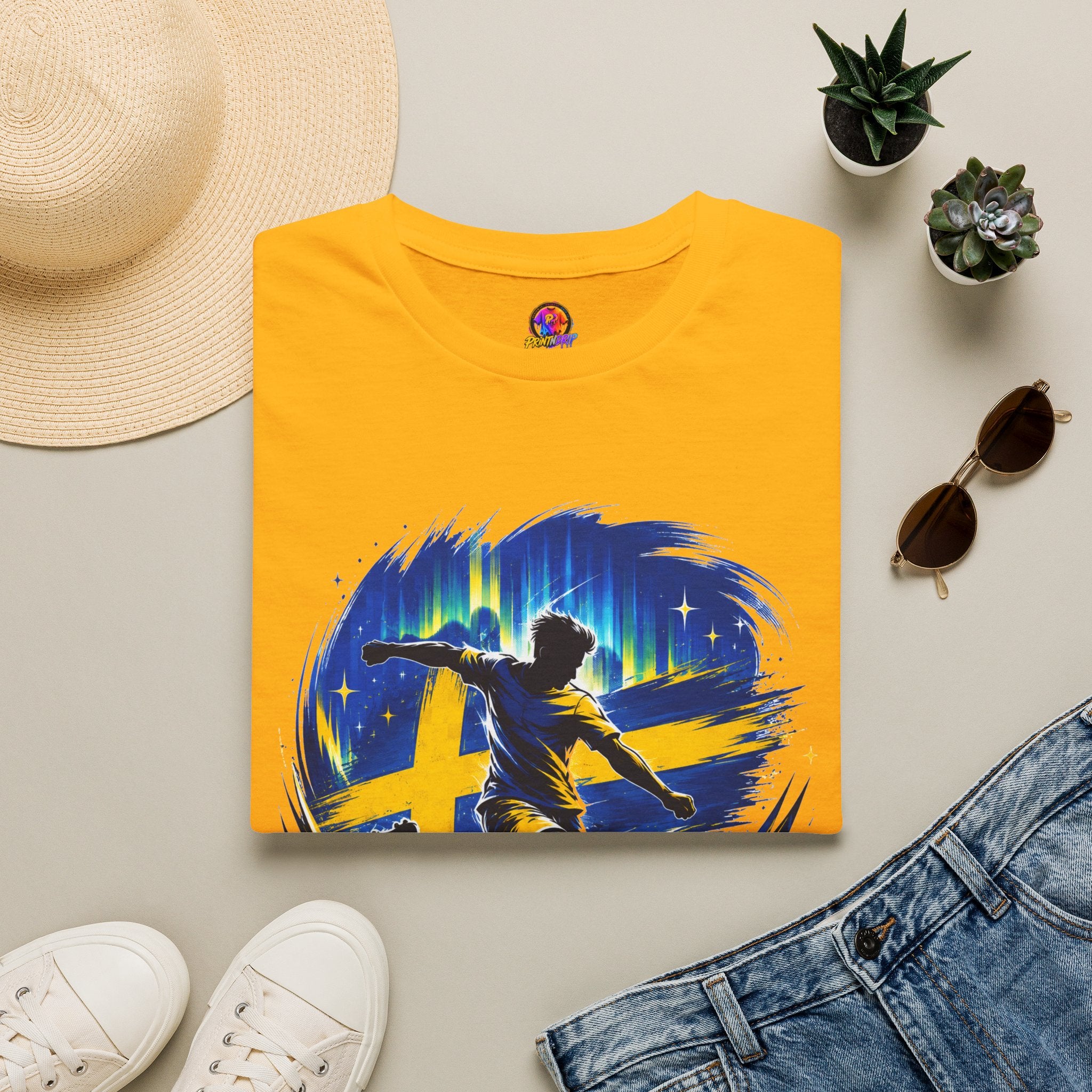Sweden Nordic Thunder Soccer T-Shirt — Sweden Football Fan Tee