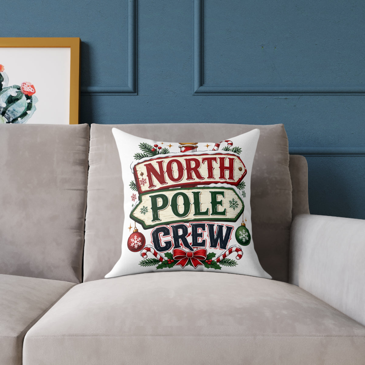 Christmas North Pole Crew Pillow - Christmas Holiday Decorative Throw Pillow