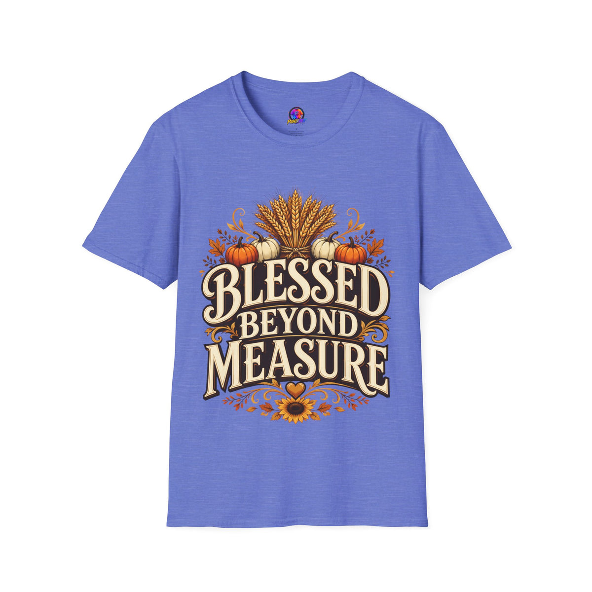 Thanksgiving T-Shirt Blessed Beyond Measure T-Shirt — Fall Harvest Pumpkin & Wheat Tee