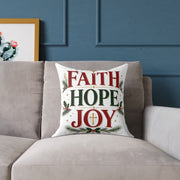 Christmas Faith Hope Joy Pillow — Christmas Holiday Decorative Throw Pillow