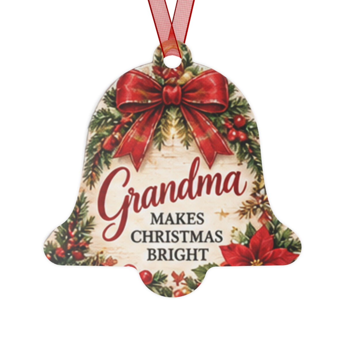 Grandma Makes Christmas Bright Bell Ornament — Personalized Holiday Metal Ornament