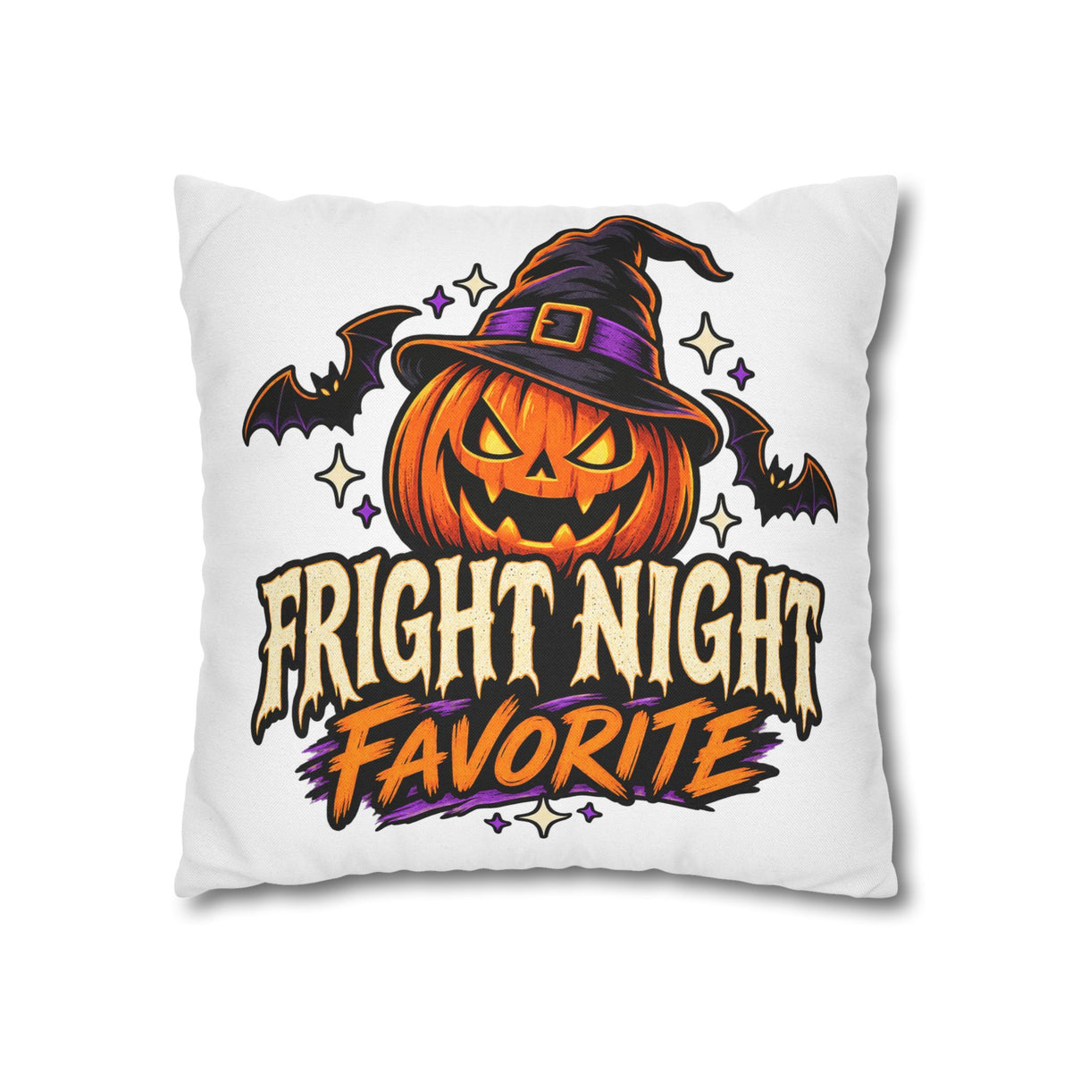 Halloween Pumpkin Pillowcase — "Fright Night Favorite" Spun Polyester Throw Pillow Cover