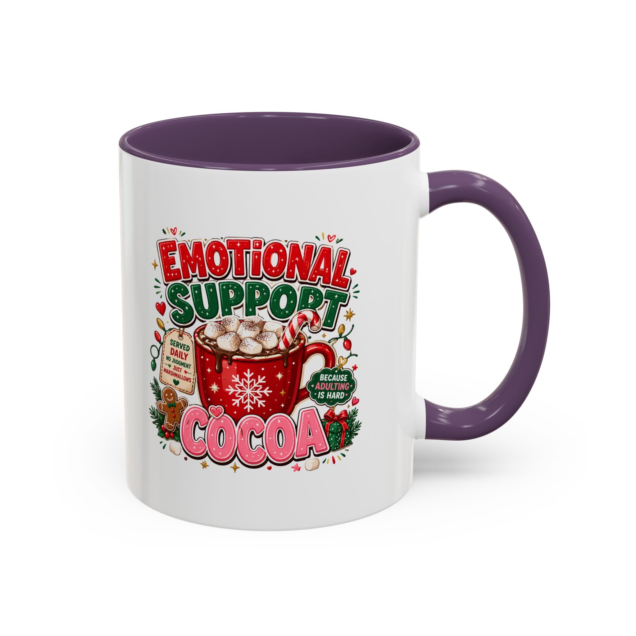 Modern Day Christmas  Emotional Support Cocoa Mug — Festive Hot Chocolate Christmas Coffee Cup (11/15oz)
