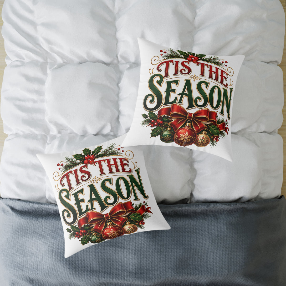 Christmas 'Tis The Season Holiday Throw Pillow – Festive Christmas Decorative Cushion
