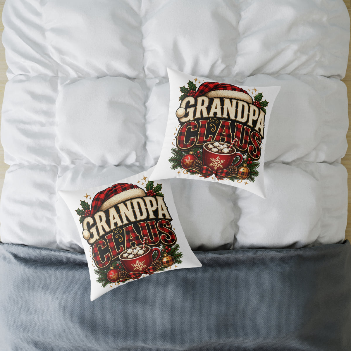 Grandpa Claus Christmas Throw Pillow — Festive Holiday Decorative Cushion