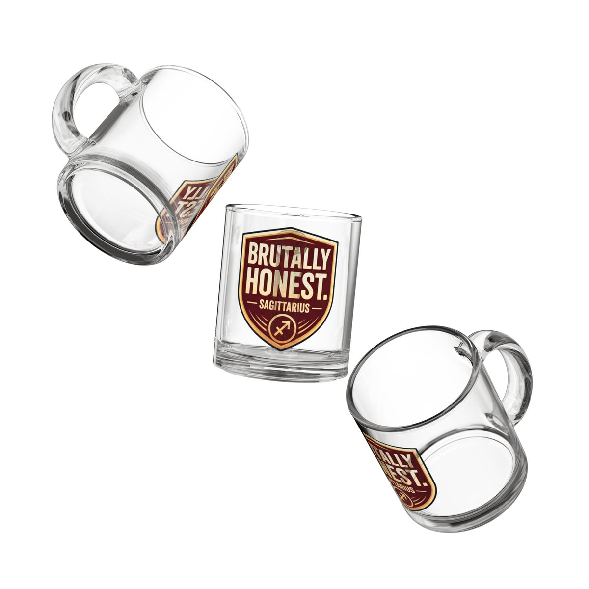 Sagittarius Glass Mug  — 'Brutally Honest Sagittarius' 10oz Zodiac Coffee Cup