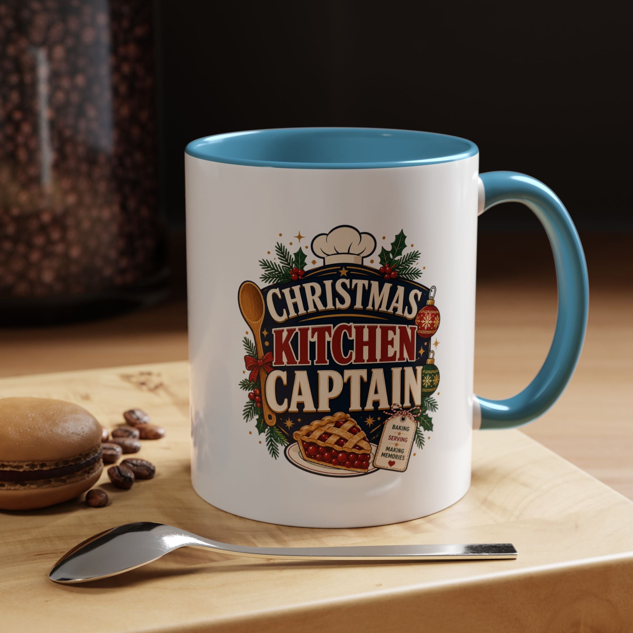 Modern Day Christmas Kitchen Captain Accent Coffee Mug — Holiday Baking Chef Gift (11/15oz)
