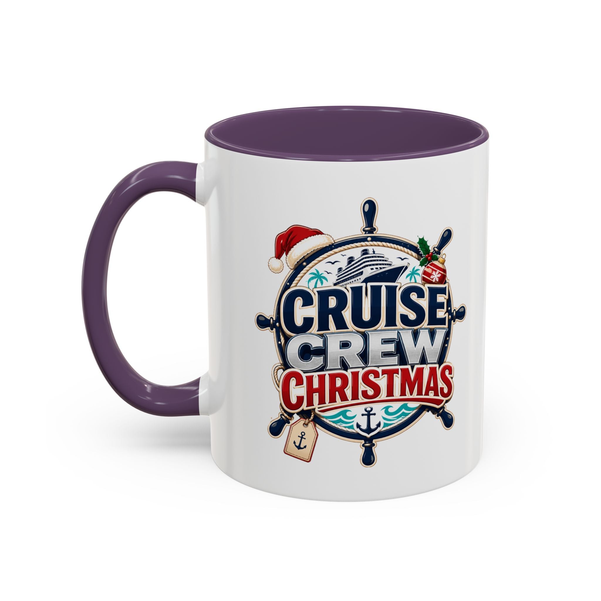Modern Day Christmas  Cruise Crew Accent Coffee Mug - Holiday Nautical Travel Gift (11/15oz)