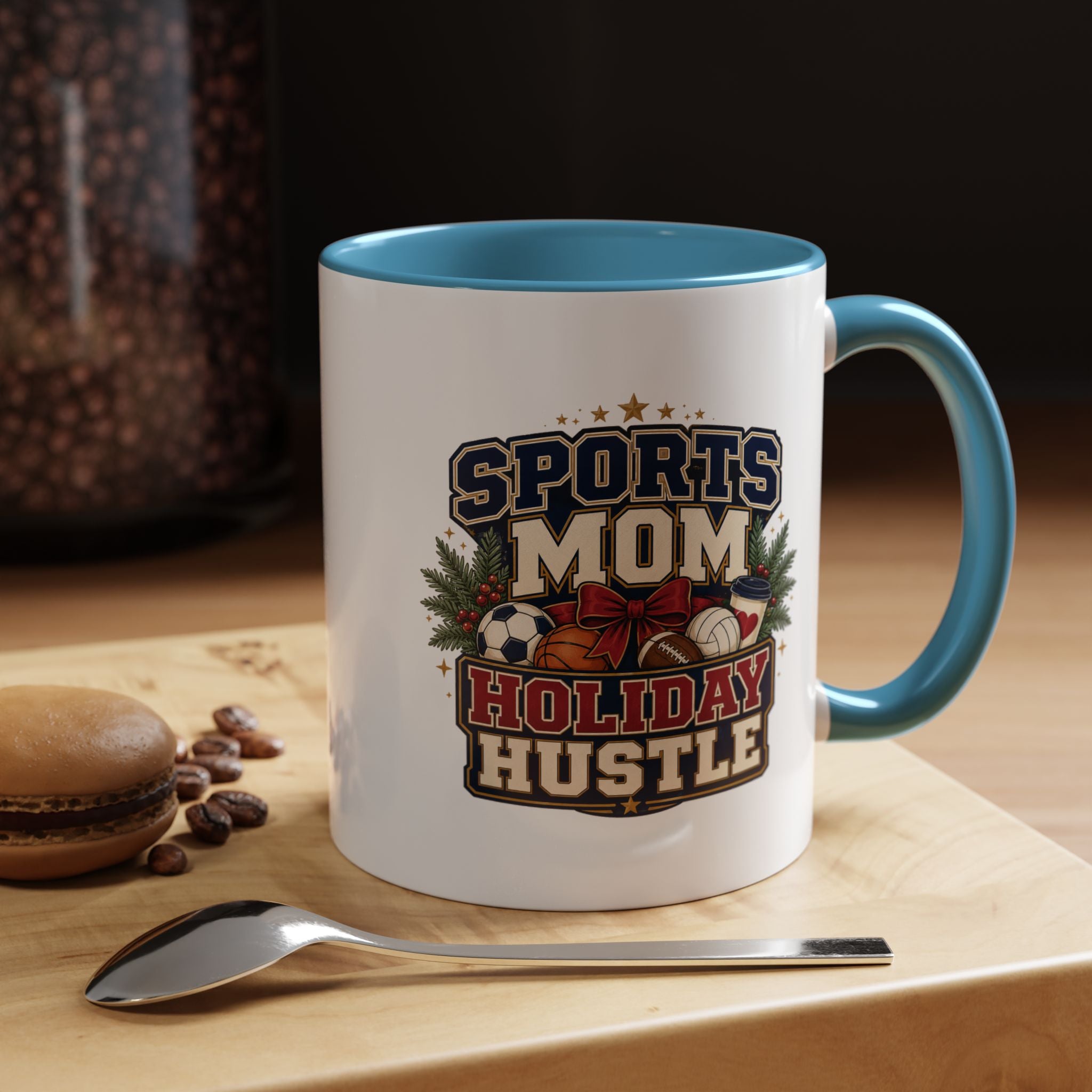 Modern Day Christmas Sports Mom Holiday Hustle Accent Coffee Mug – Christmas Sports Mom Gift