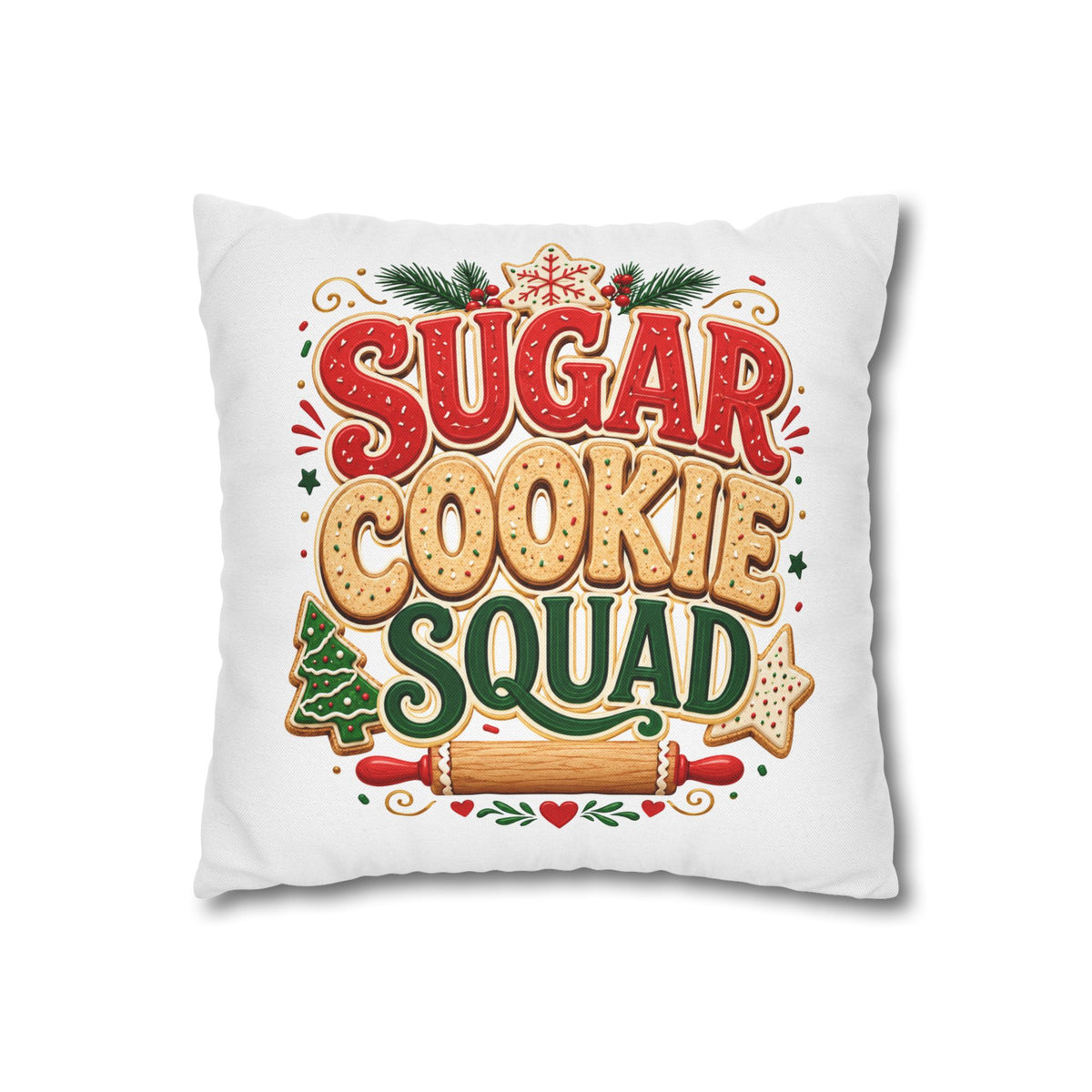 Christmas Sugar Cookie Squad Pillowcase – Festive Christmas Baking Decorative Throw Pillowcase