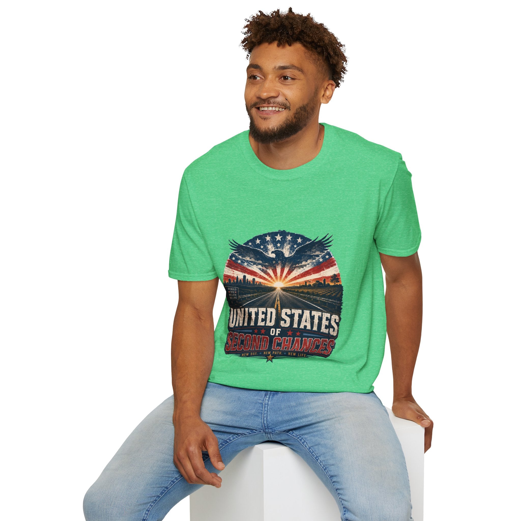 Patriotic Eagle T-Shirt — United States Skyline Vintage Flag Design