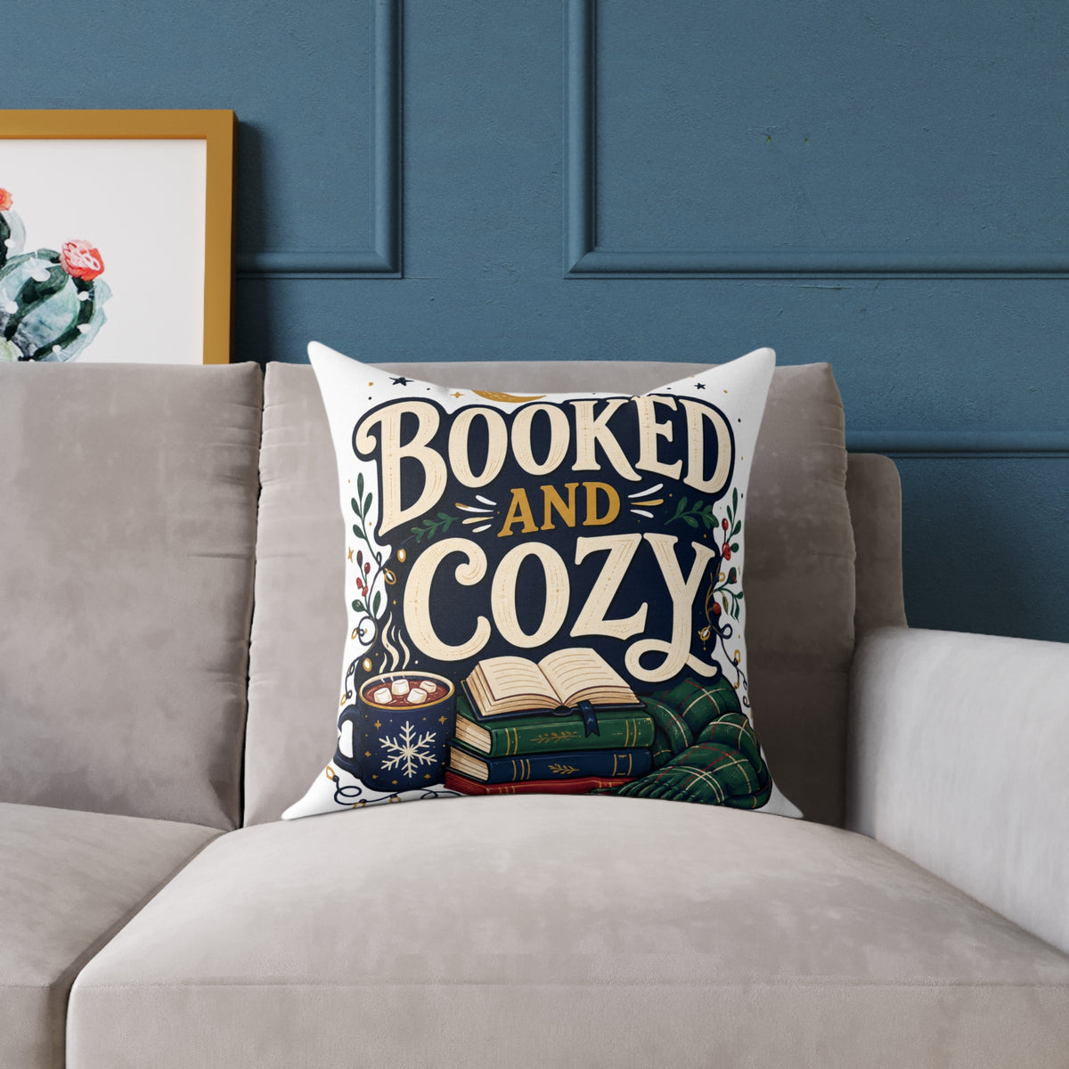 Modern Day Christmas Booked And Cozy Square Pillow