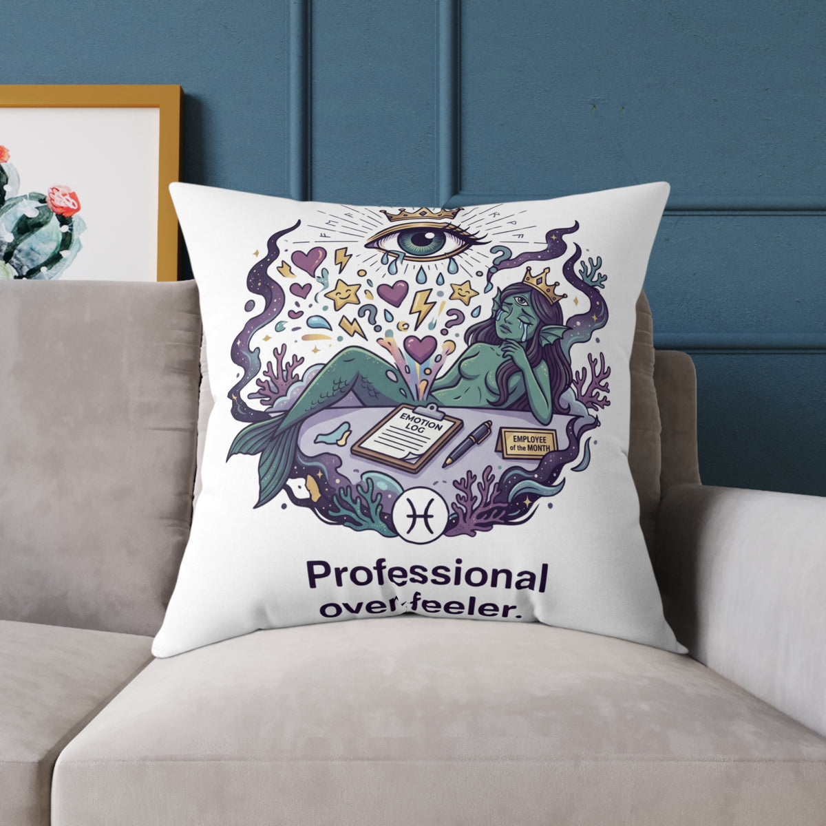 Pisces Zodiac Professional Over-feeler Square Poly Canvas Pillow