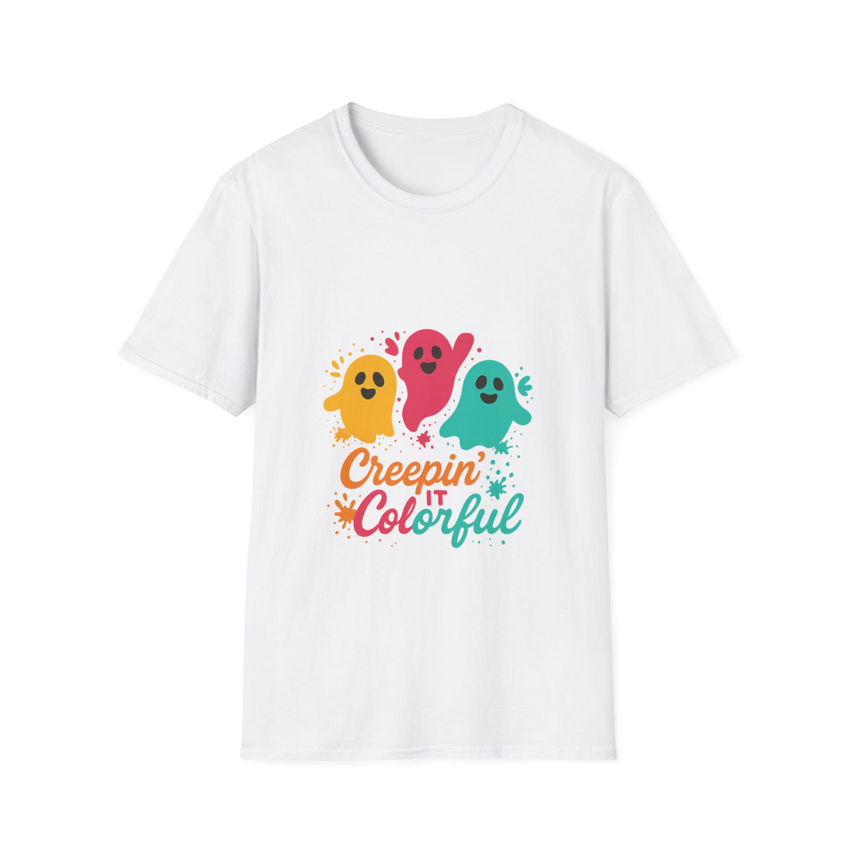 Colorful Creepin' Ghosts Tee — Cute Halloween Shirt - Trending Now - October 2026