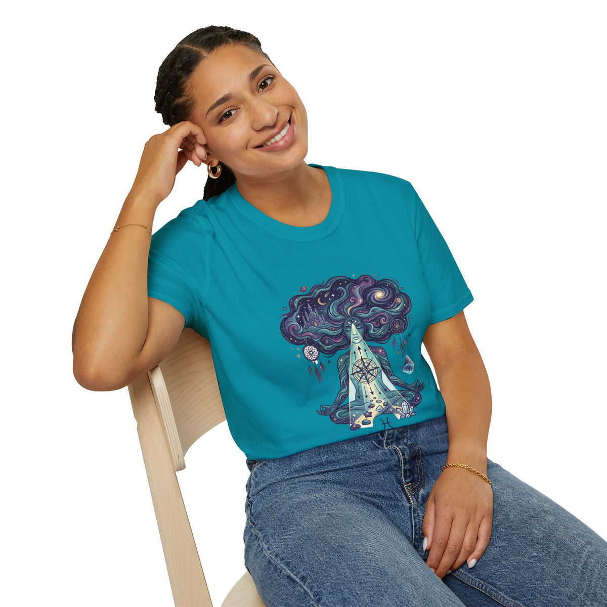 Dreamy Meditation T-Shirt — 'Guided by dreams, ruled by intuition' Spiritual Art Tee