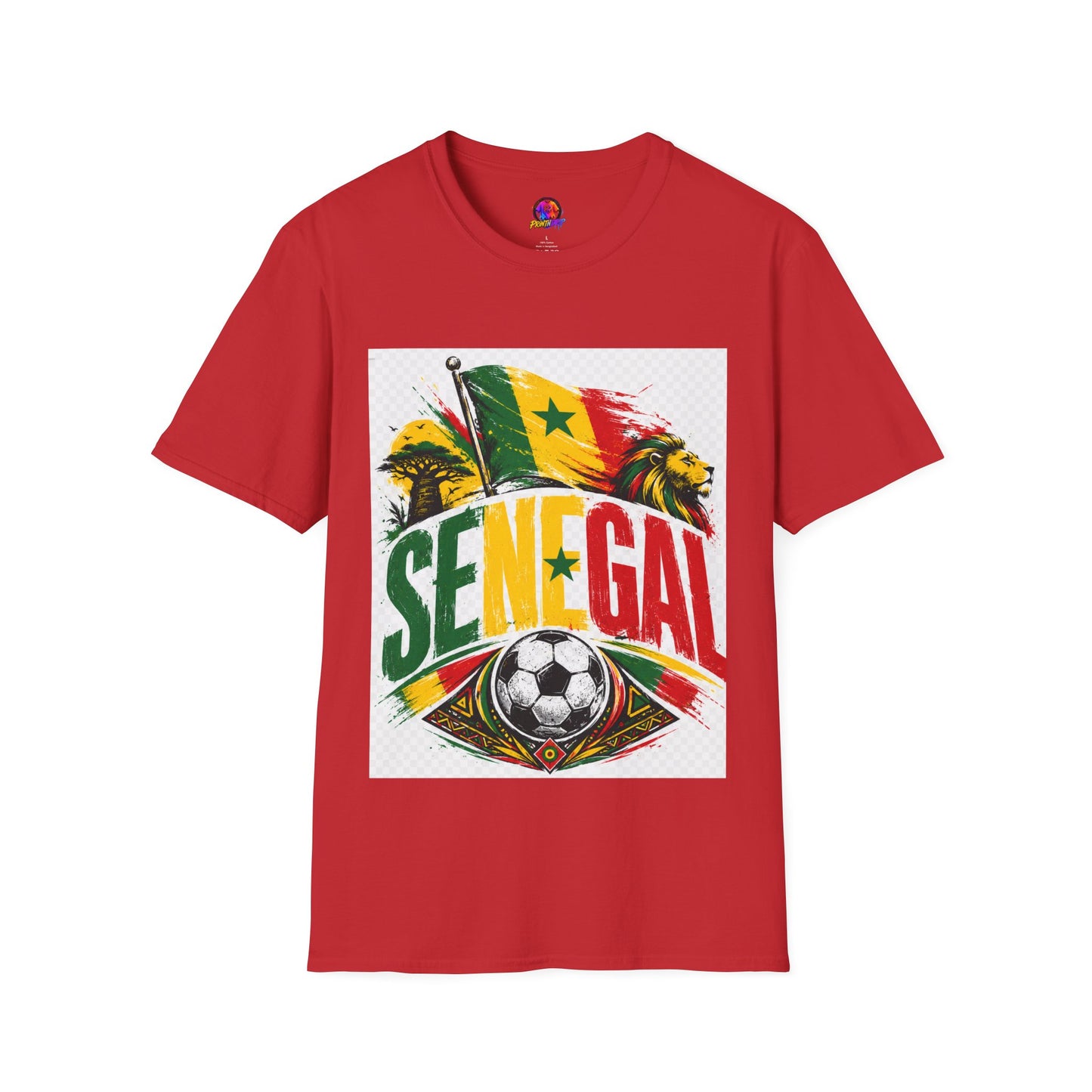Senegal Flag Soccer T-Shirt — Lion & Football Pride Tee