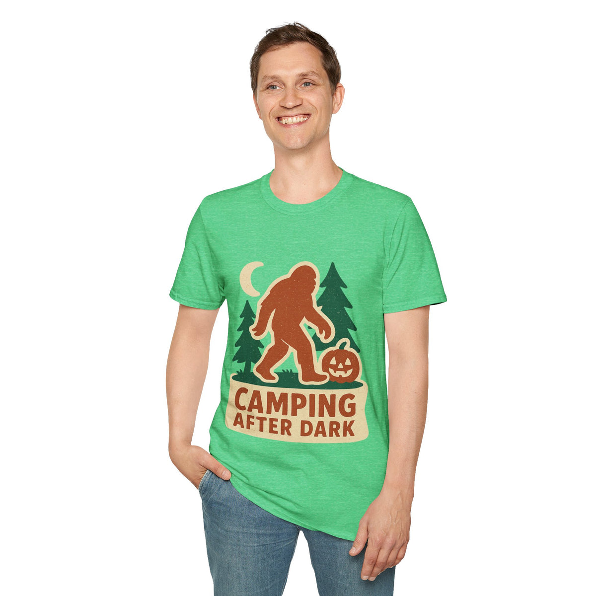 Camping After Dark T‑Shirt — Retro Bigfoot Camp Graphic Tee - Trending Now - August 2026