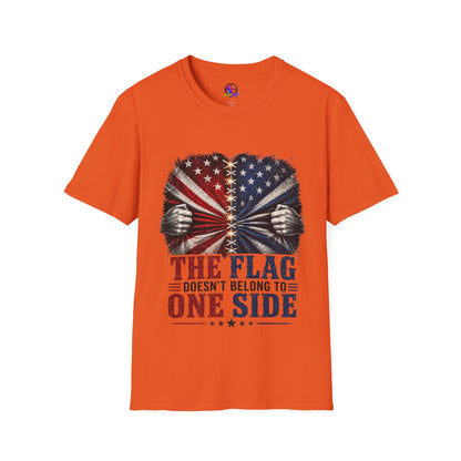 T-Shirt — "The Flag Doesn't Belong to One Side" Distressed American Flag Graphic