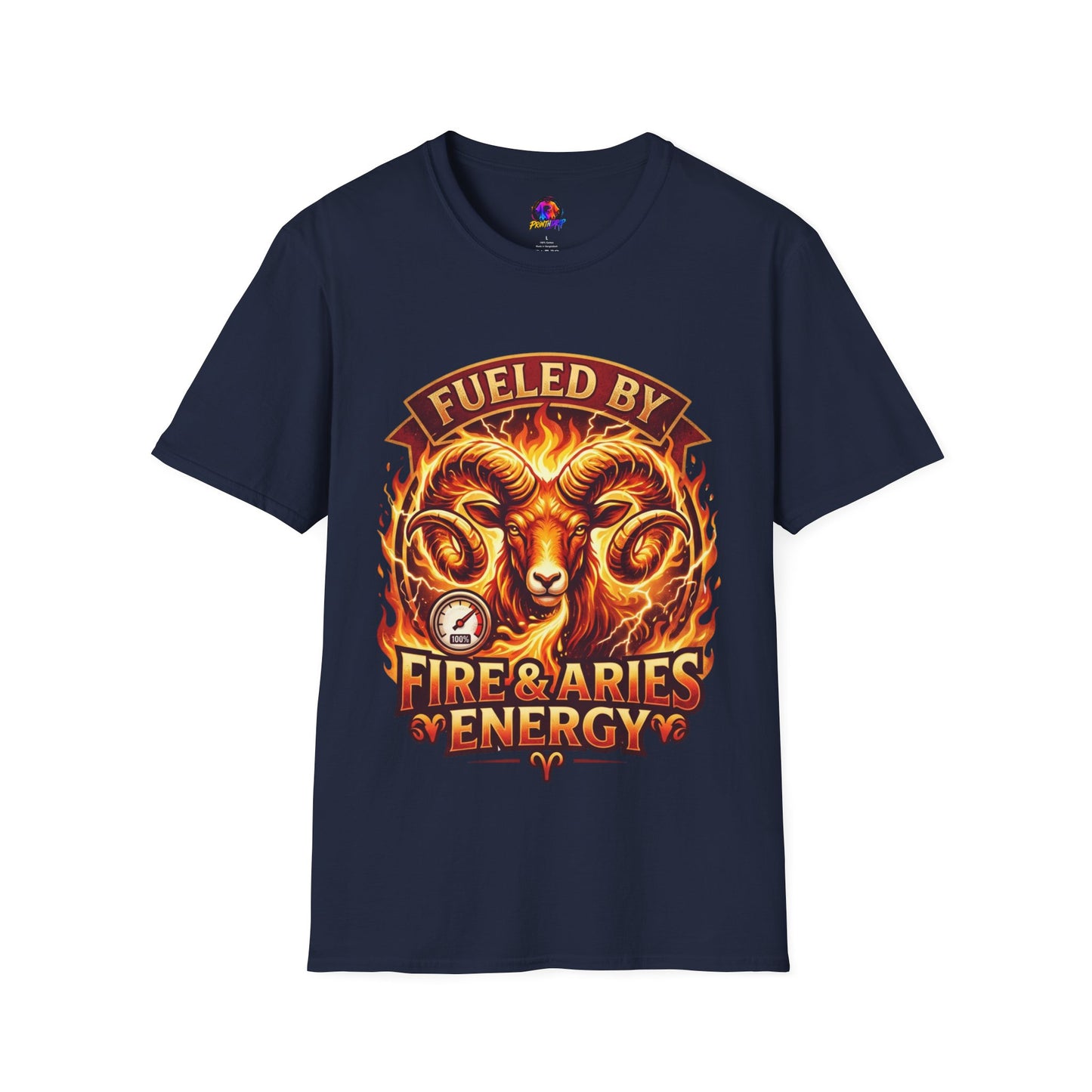 Fueled By Fire & Aries Energy T-Shirt — Zodiac Ram Graphic Tee